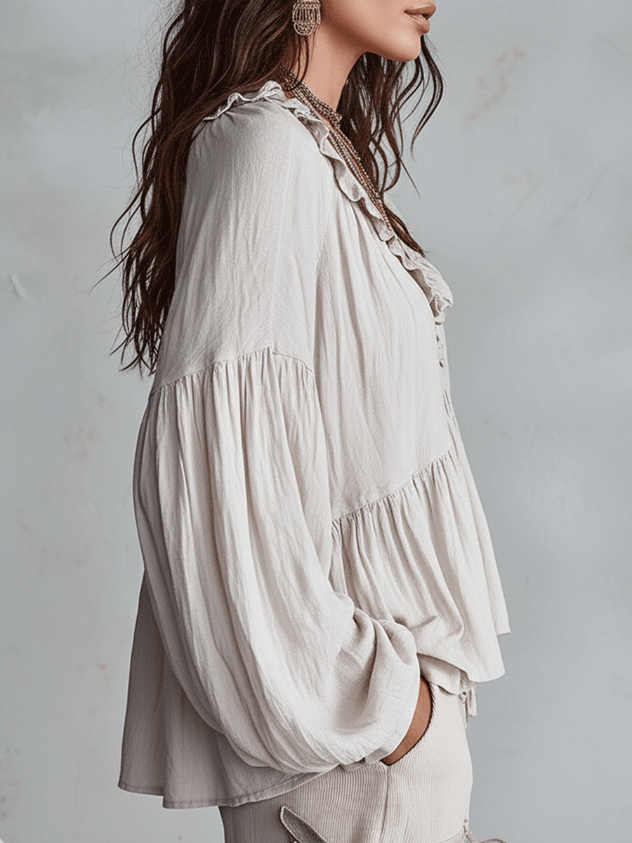 Airy Vintage-Inspired Ruffle Soft Ruffle Bohemian Blouse🎁 Buy 2 Free Shipping!