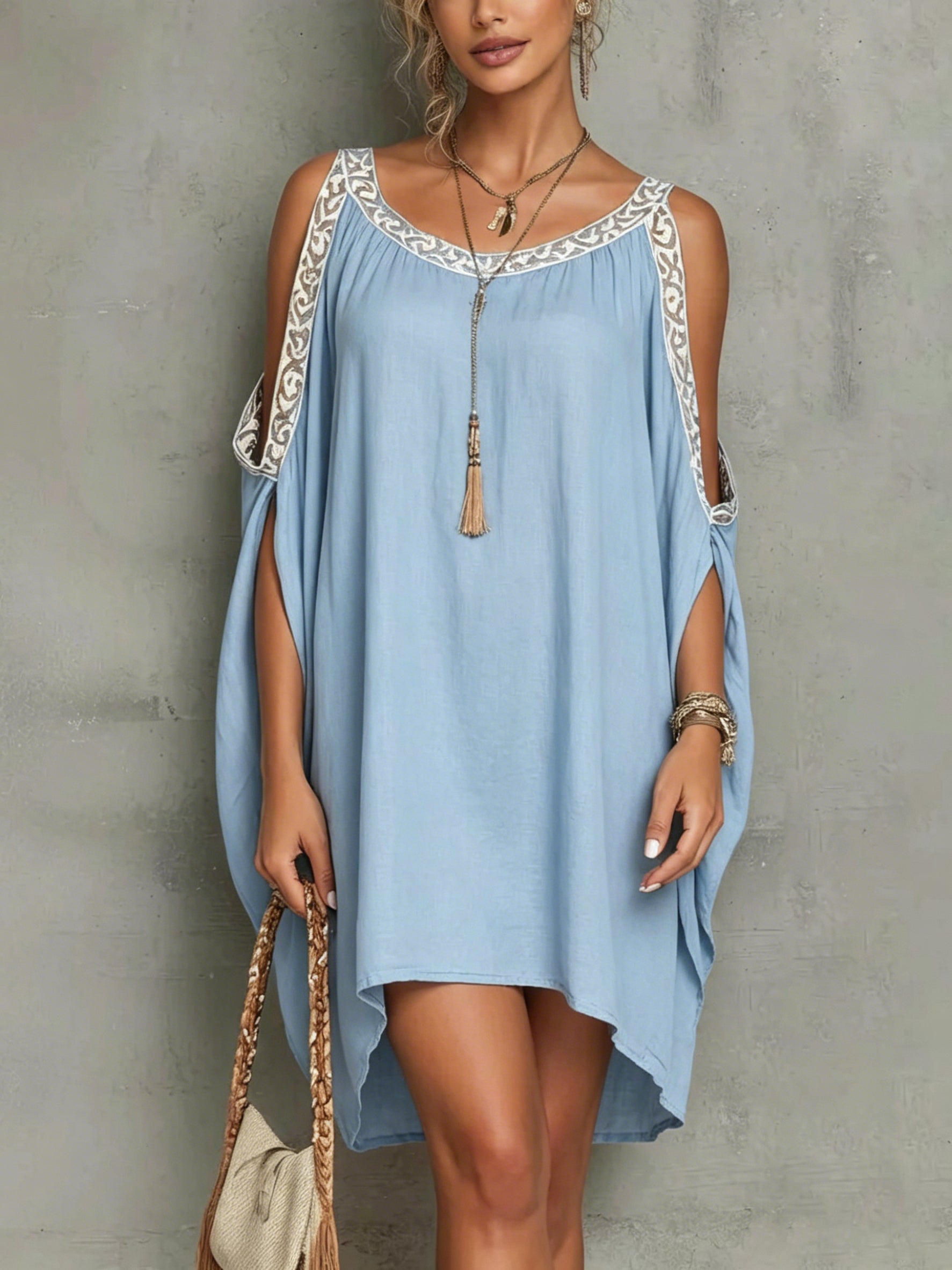 Bohemian Off-shoulder Relaxed-fit Dress