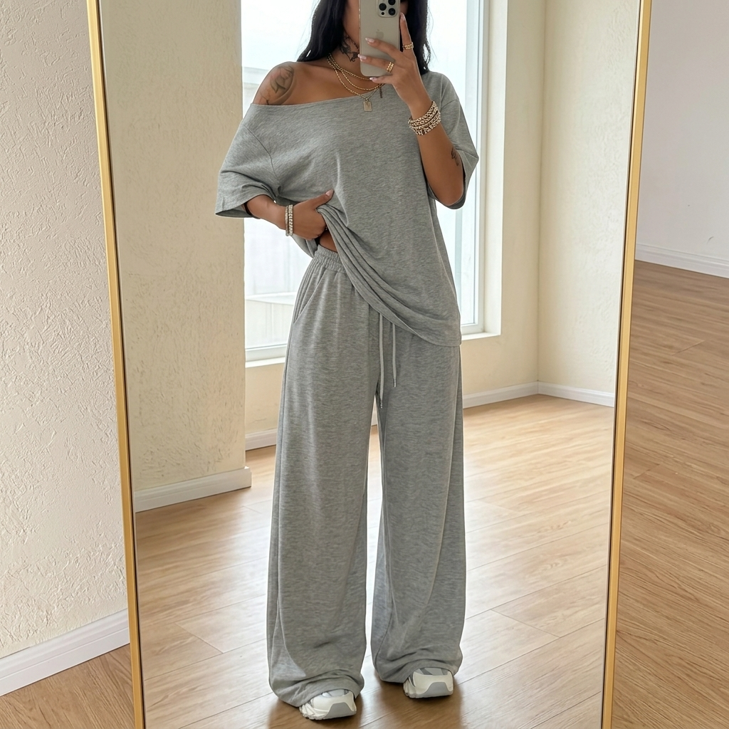 Effortless Off Shoulder Two Piece Set