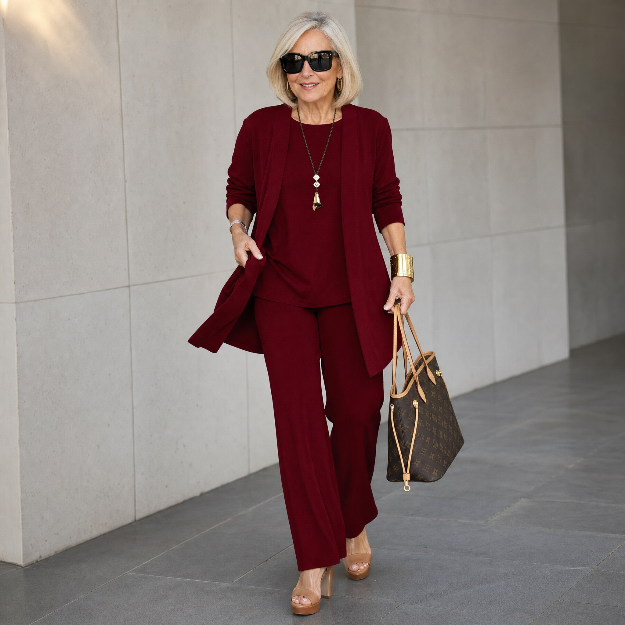 –Elegant 3-Piece Set with Drape Cardigan