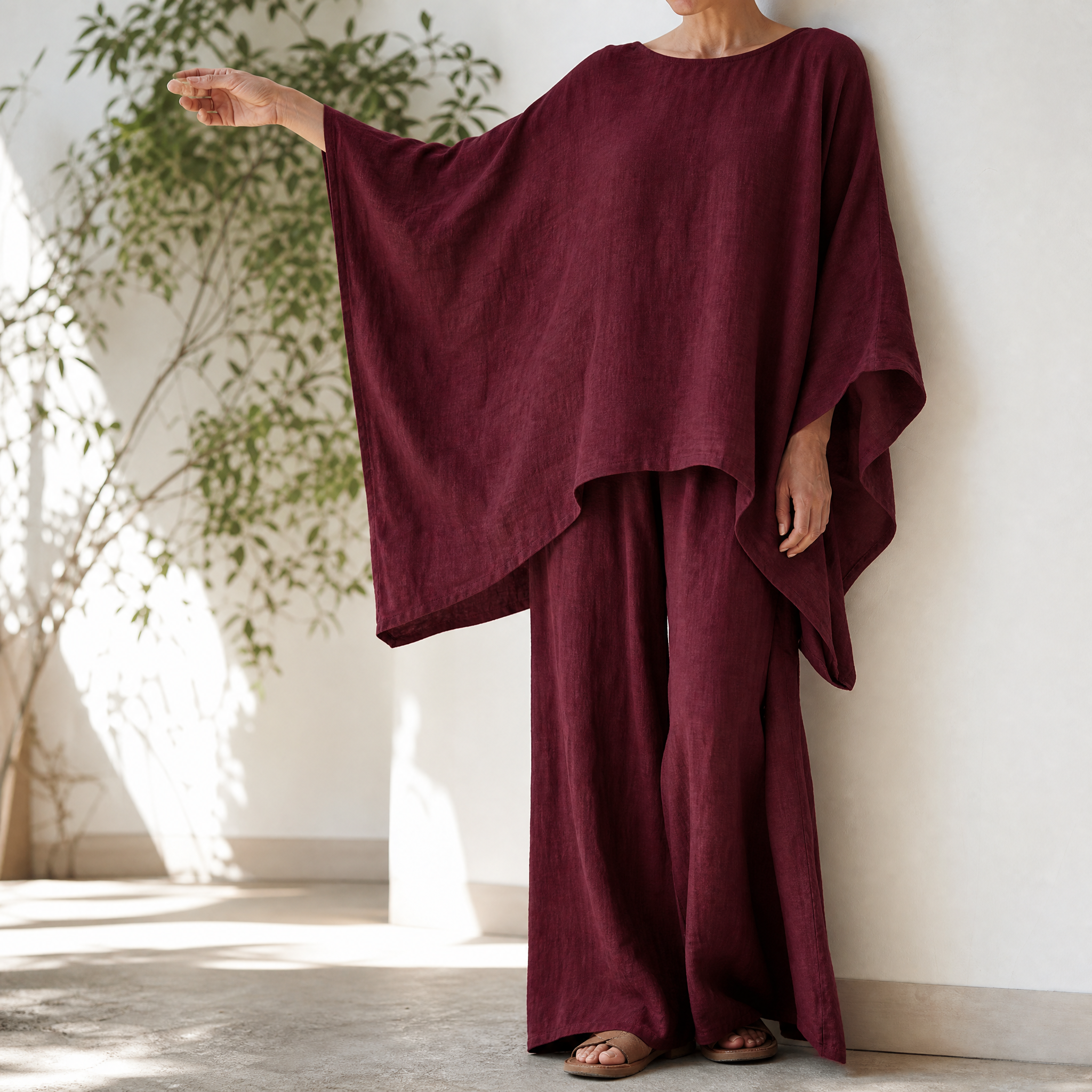 – Lunavia™ – Flowy Batwing Top and Wide Leg Pants Set