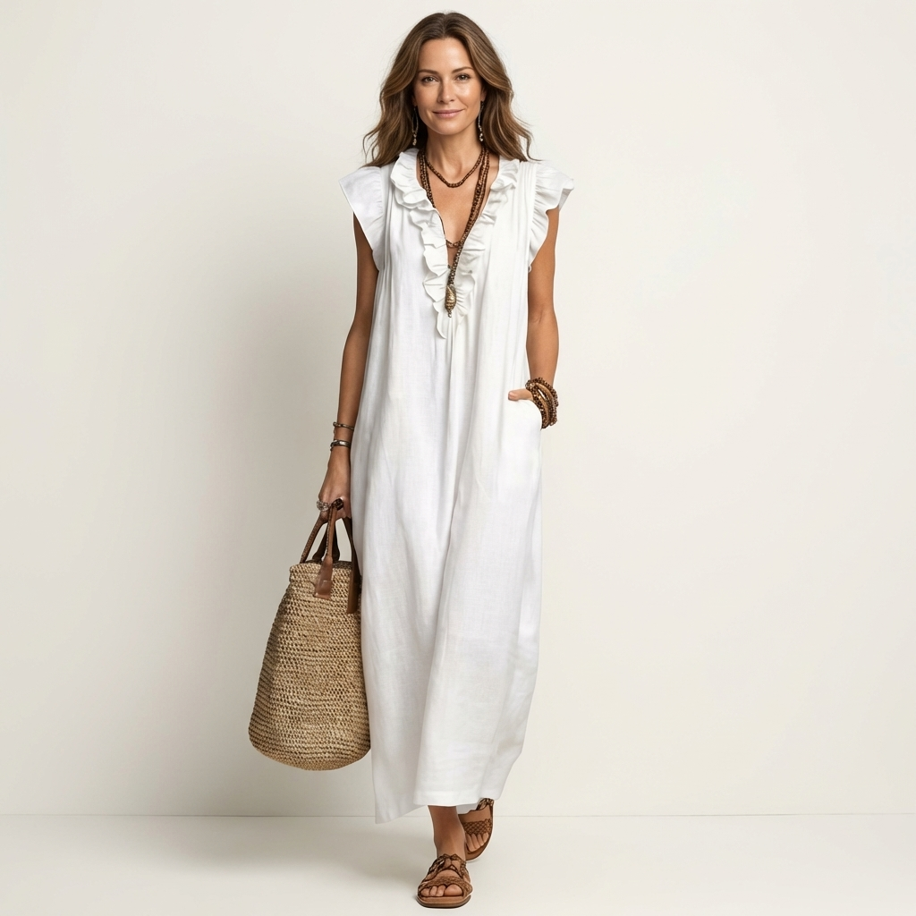 Josette Maxi Dress - Fluid Elegance with Ruffles