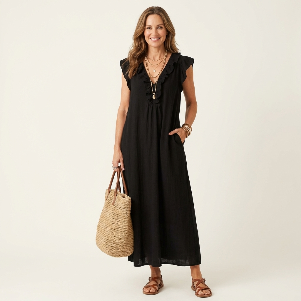 Josette Maxi Dress - Fluid Elegance with Ruffles