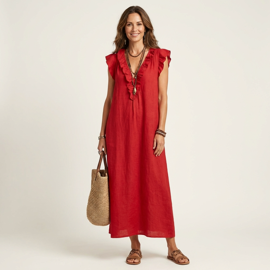 Josette Maxi Dress - Fluid Elegance with Ruffles