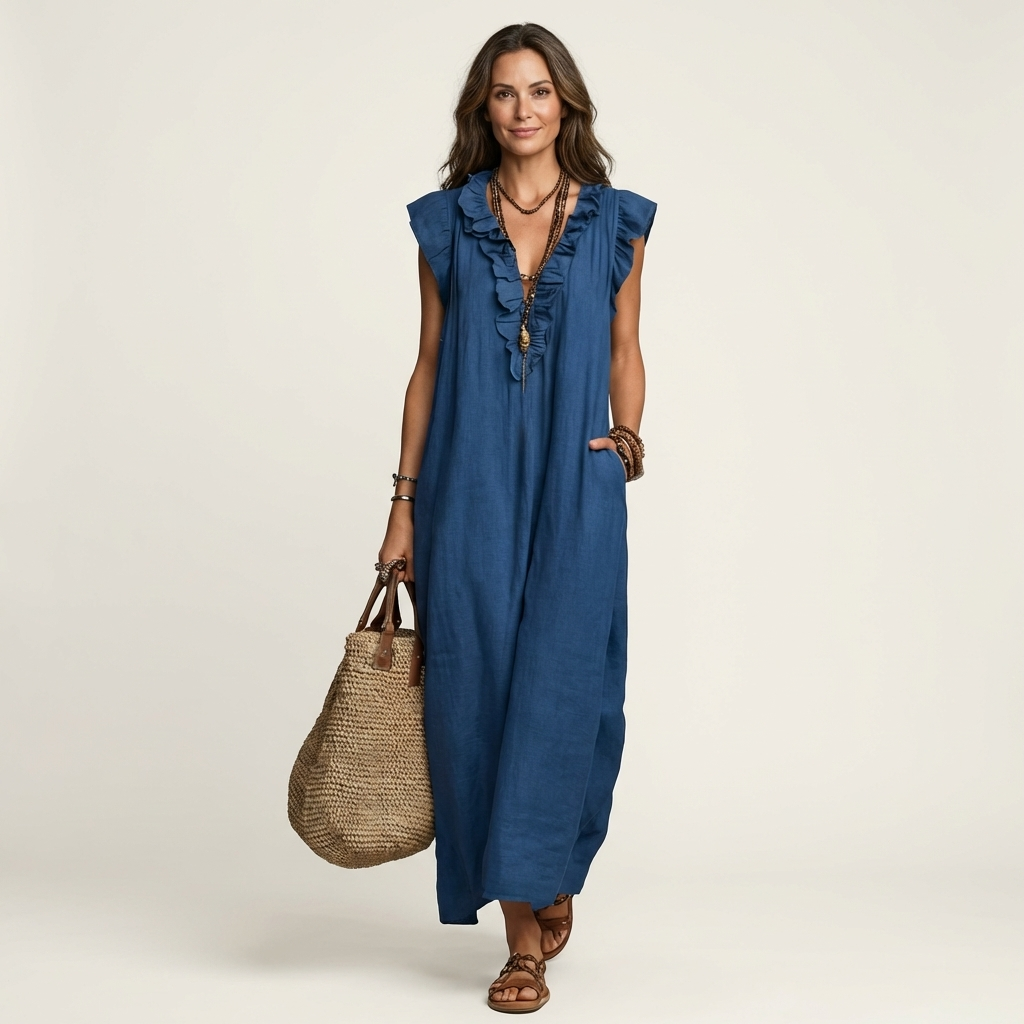 Josette Maxi Dress - Fluid Elegance with Ruffles