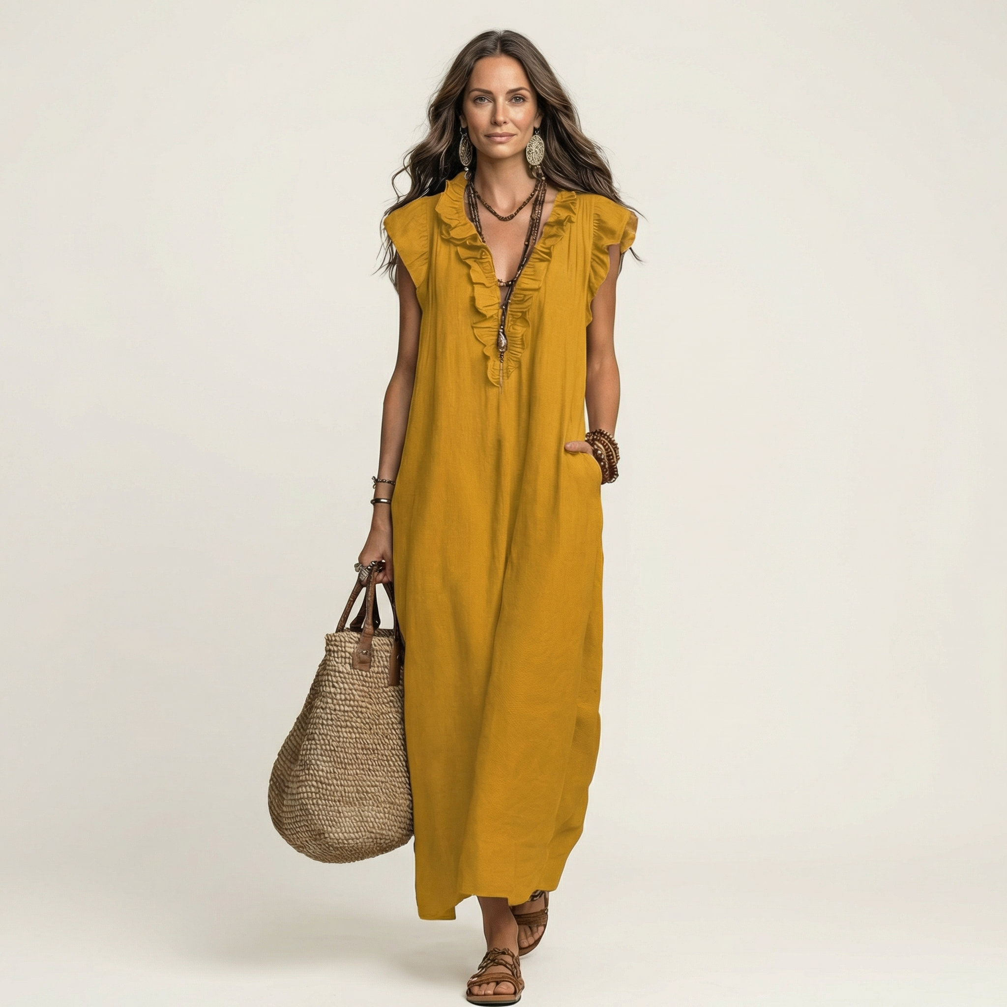 Josette Maxi Dress - Fluid Elegance with Ruffles
