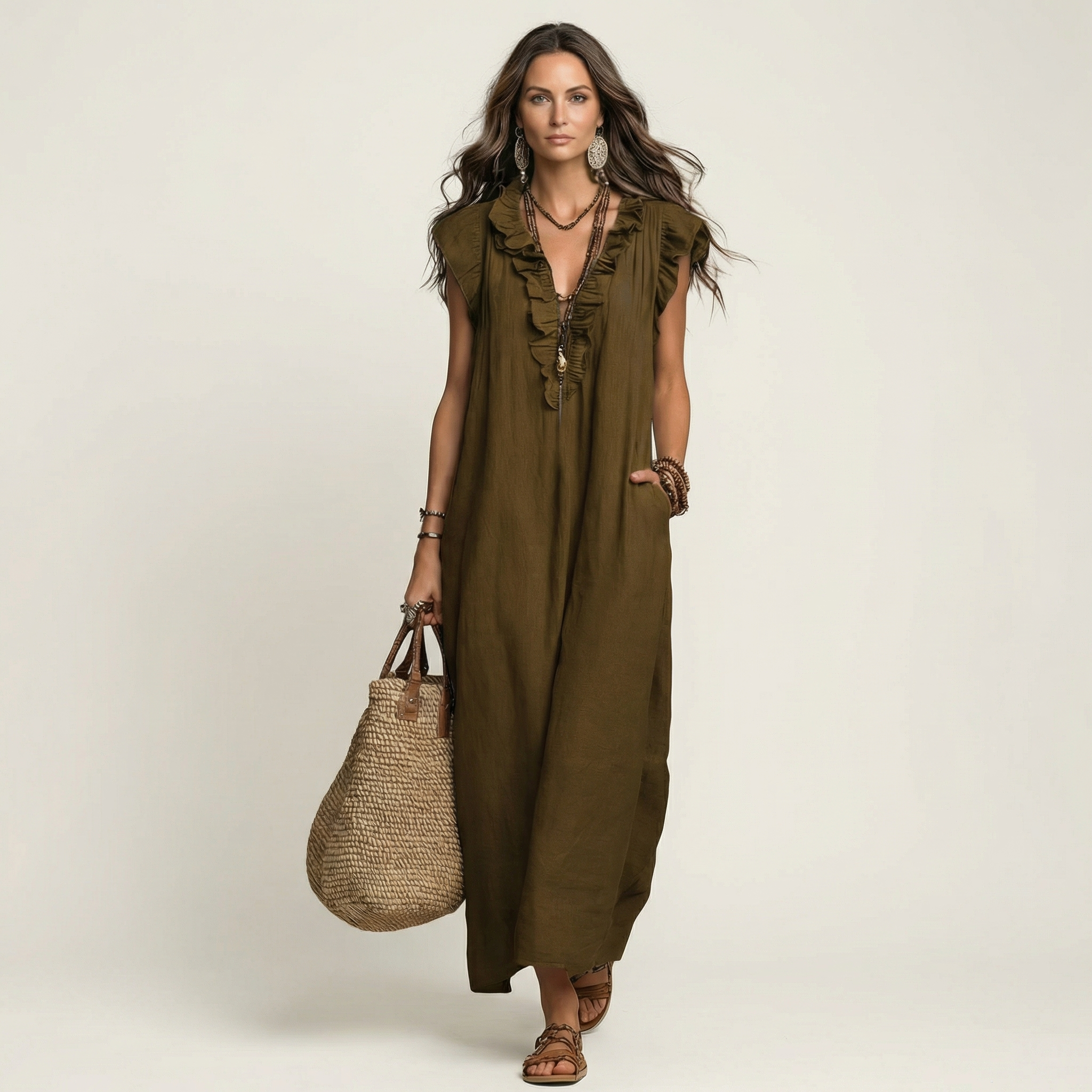 Josette Maxi Dress - Fluid Elegance with Ruffles