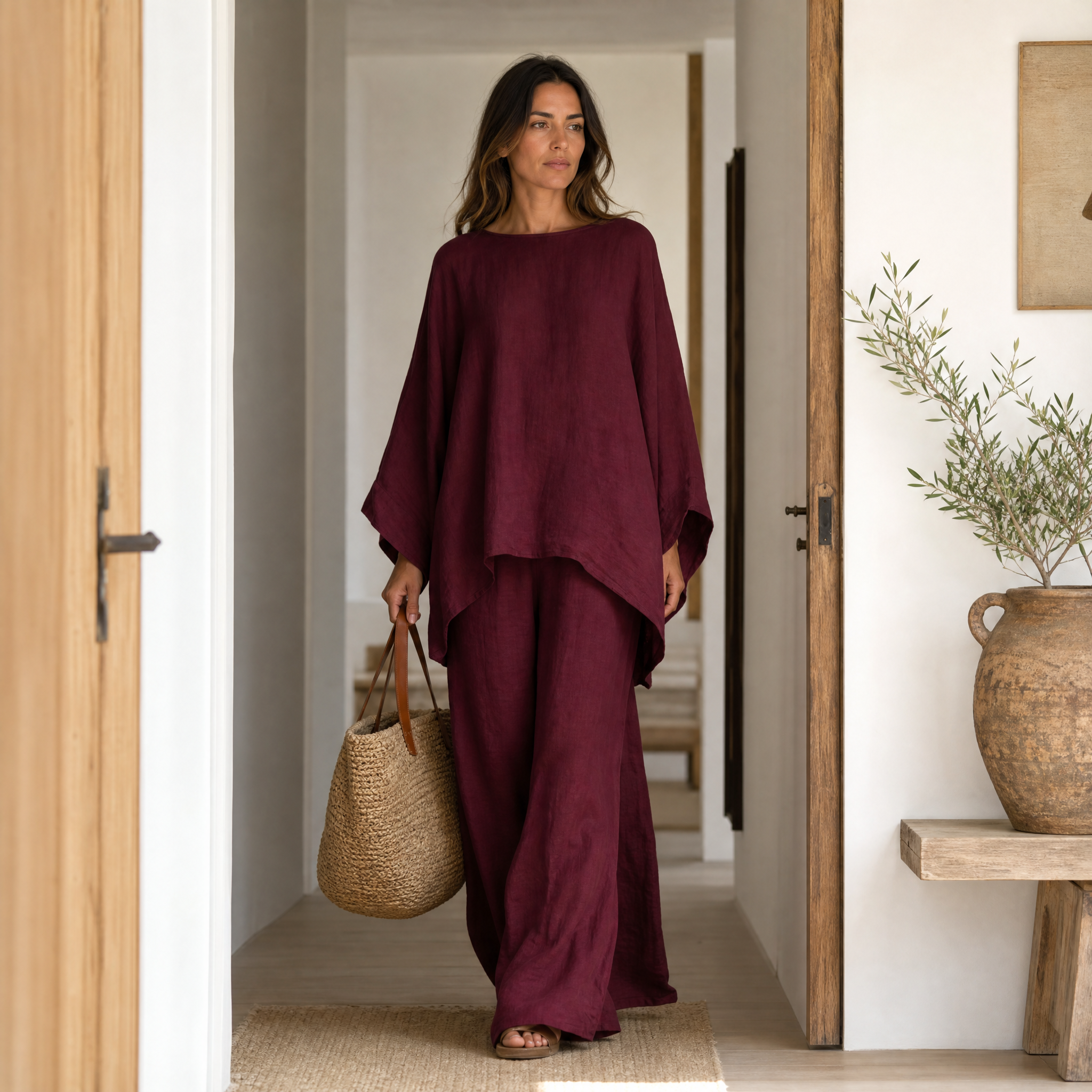 – Lunavia™ – Flowy Batwing Top and Wide Leg Pants Set