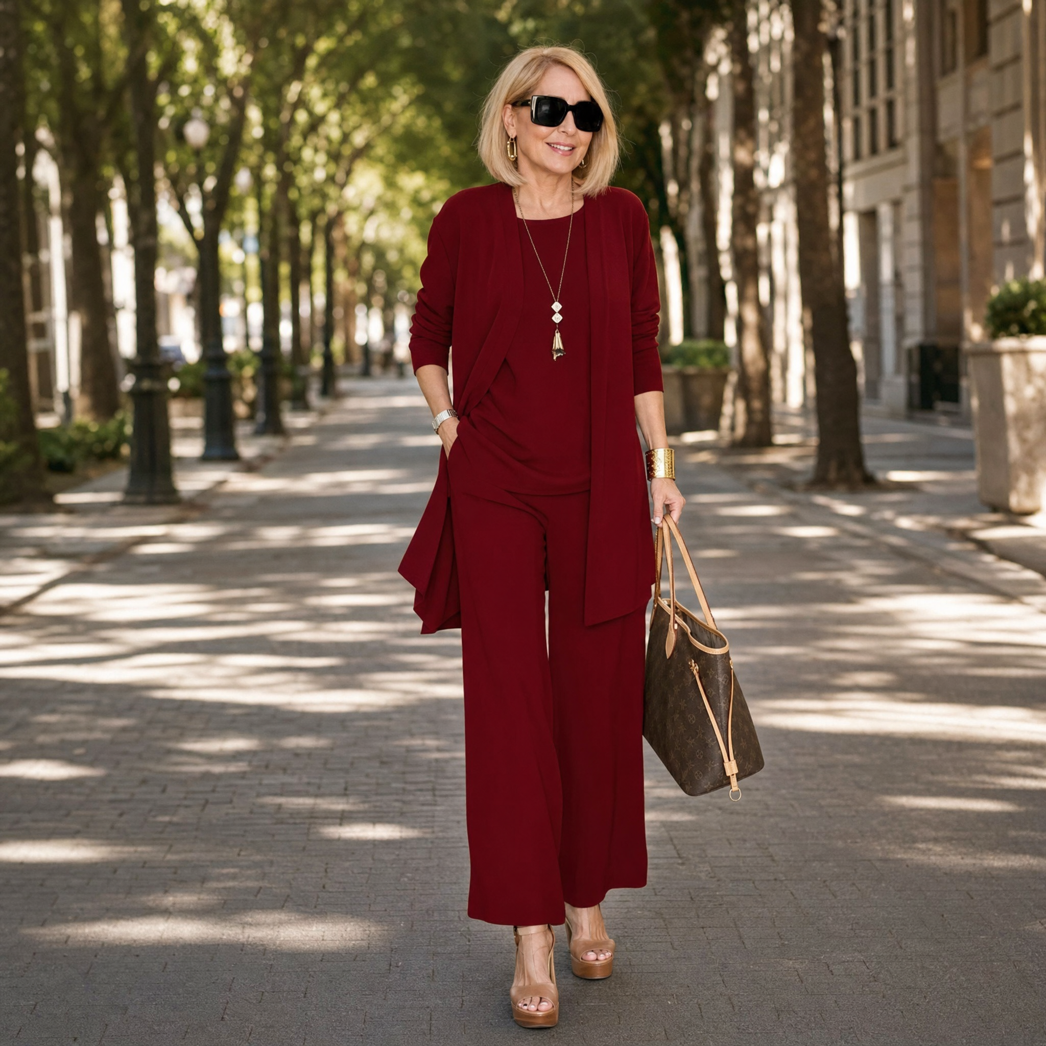 –Elegant 3-Piece Set with Drape Cardigan