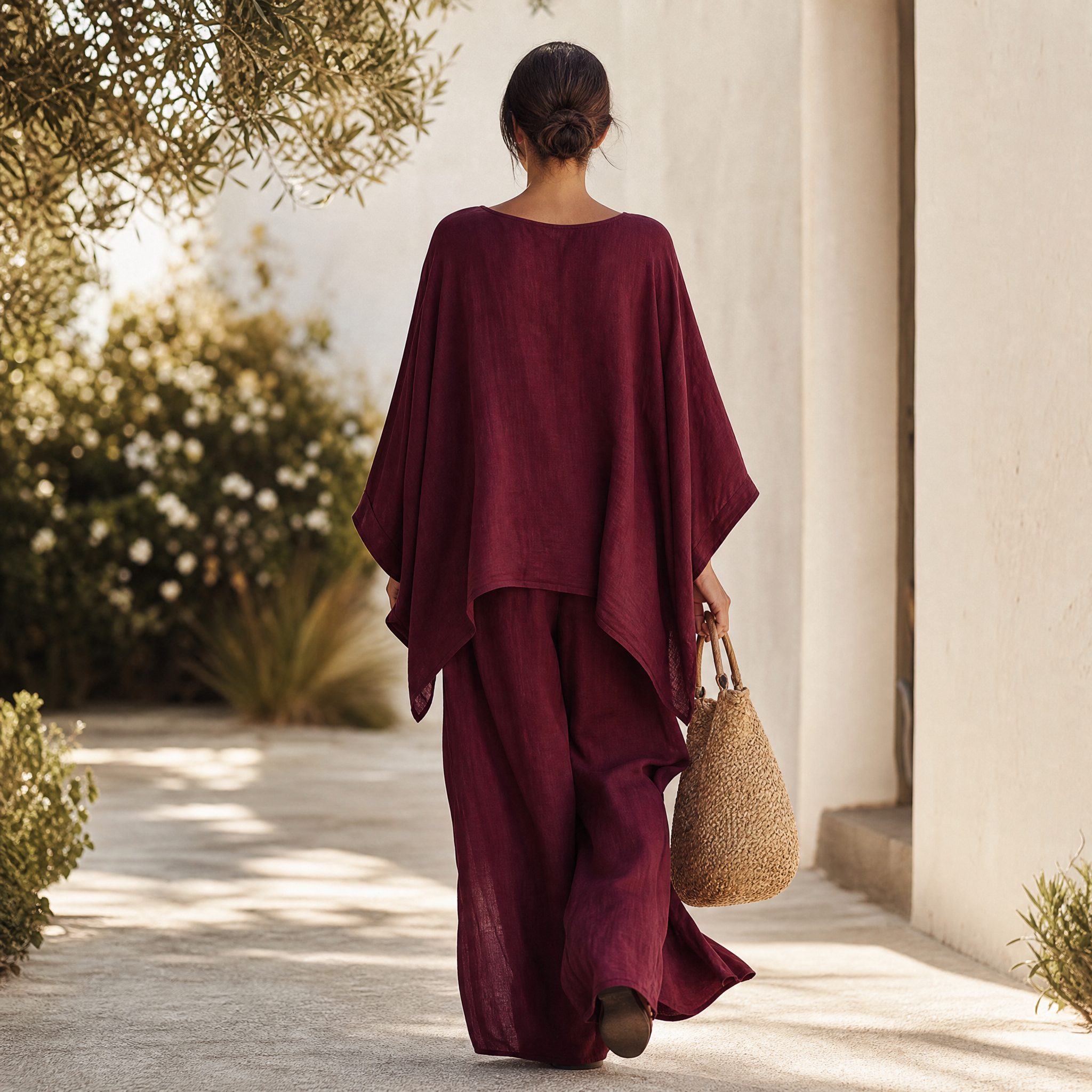 – Lunavia™ – Flowy Batwing Top and Wide Leg Pants Set