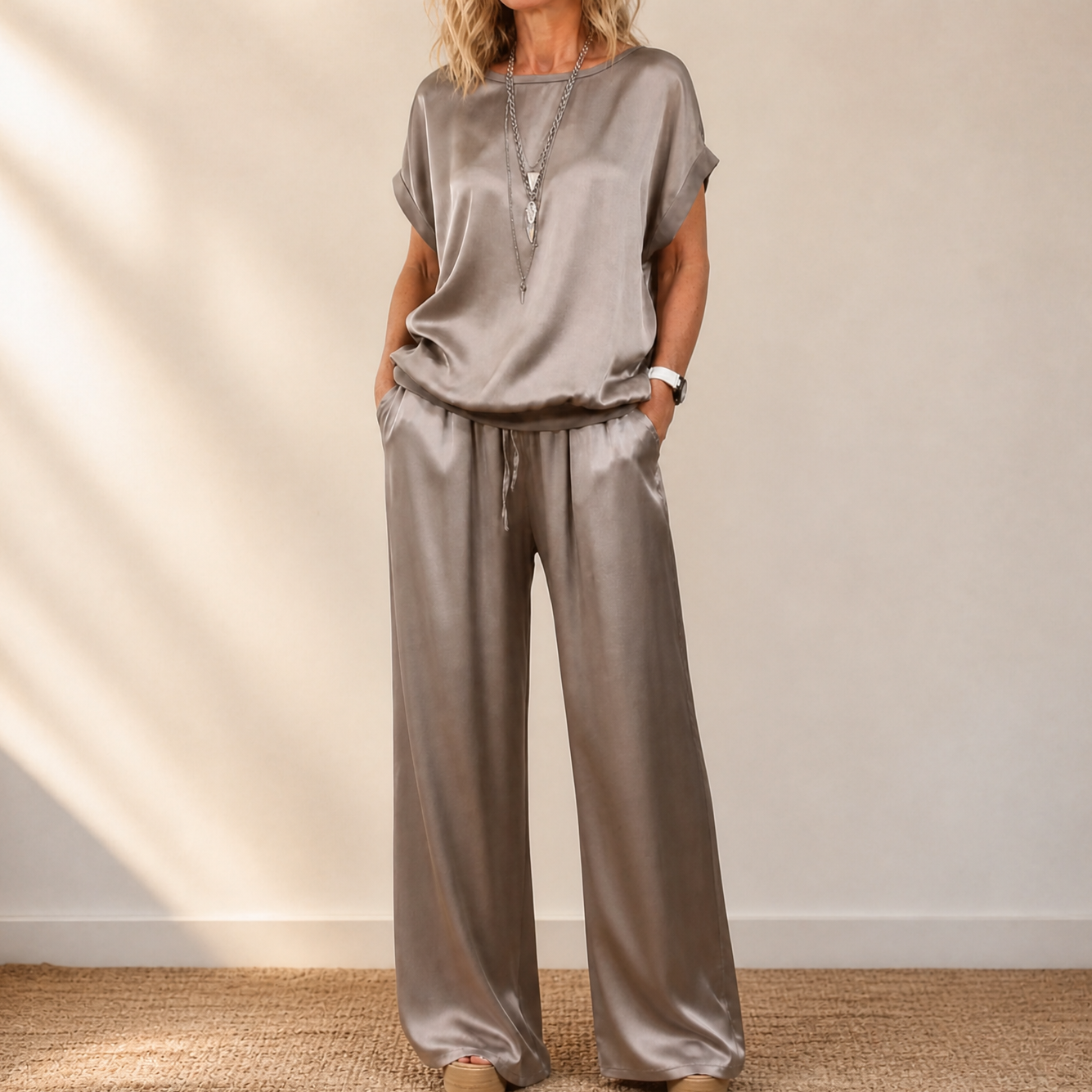 – Nadine™ Two-Piece Set with Wide-Leg Trousers