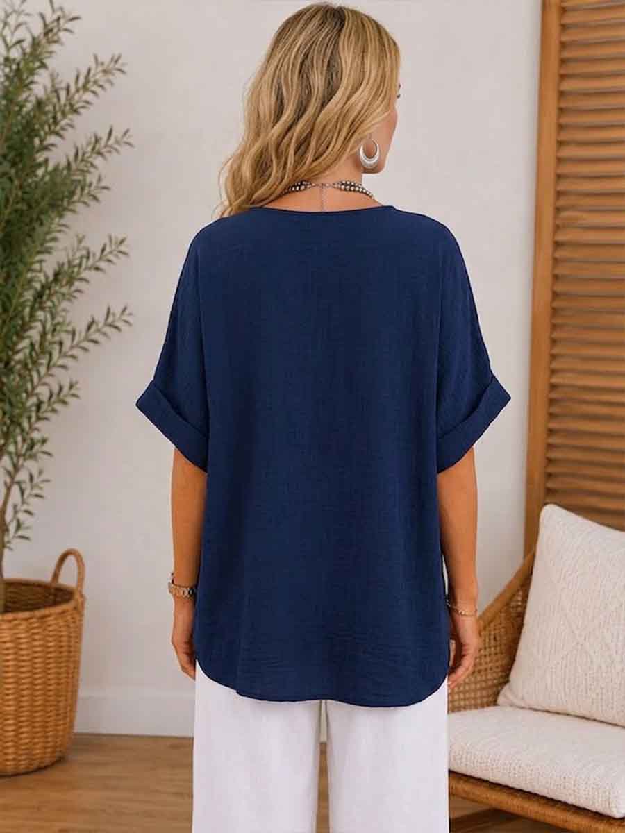 Women's Retro Asymmetric Twist-front Casual Top