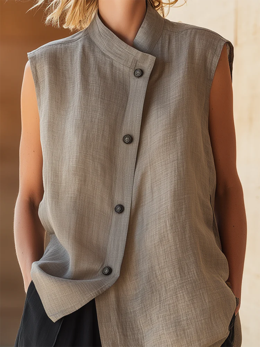 Artistic Cut Shirt & Shorts Cotton Linen Two-piece Set