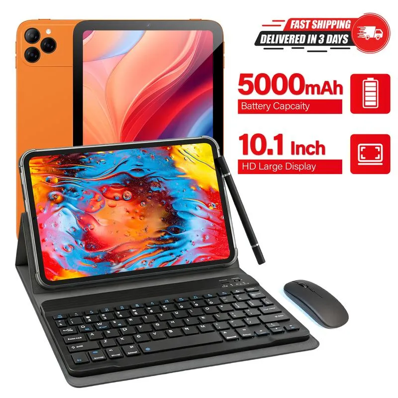 Tableta Android Family de 10.1" con 256 GB de almacenamiento, paquete completo con teclado, ratón, lápiz óptico y funda para niños y uso doméstico outdoorfun