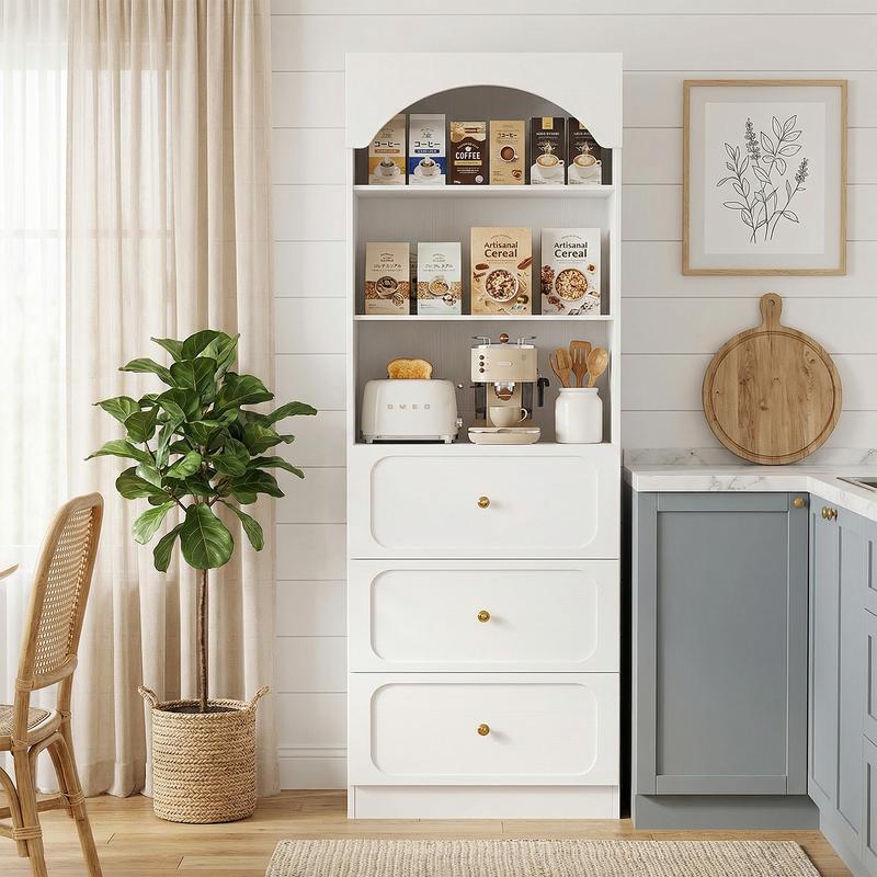 Cyclysio - Organizador de armario alto de madera independiente de 60 cm de ancho, resistente, con 3 compartimentos de almacenamiento y estantes ajustables para armarios y habitaciones pequeñas.