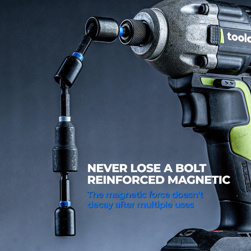 Juego de destornilladores magnéticos para tuercas TOOLANT, juego de vasos, juego de puntas de impacto, juego de tuercas profundas, adaptadores de vasos de impacto, tuerca de mariposa, extensión de puntas, cambio rápido de 1/4", herramientas para mecánicos