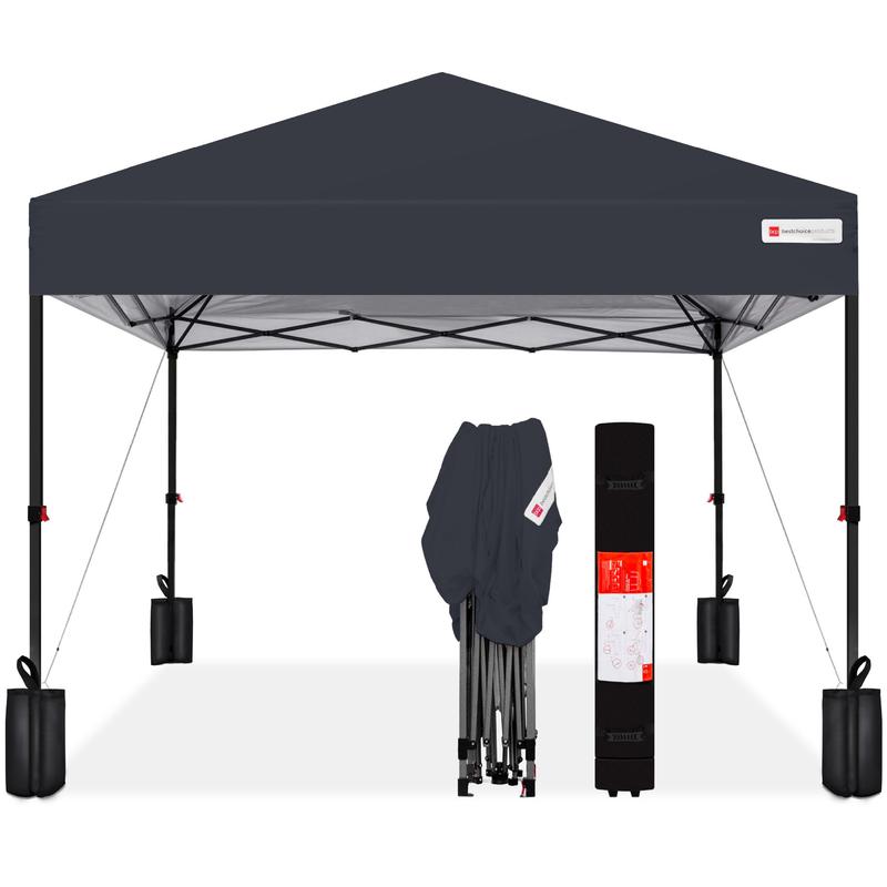 Toldo plegable de fácil montaje de 3x3 metros con instalación mediante un solo botón, estuche con ruedas y 4 bolsas de peso.