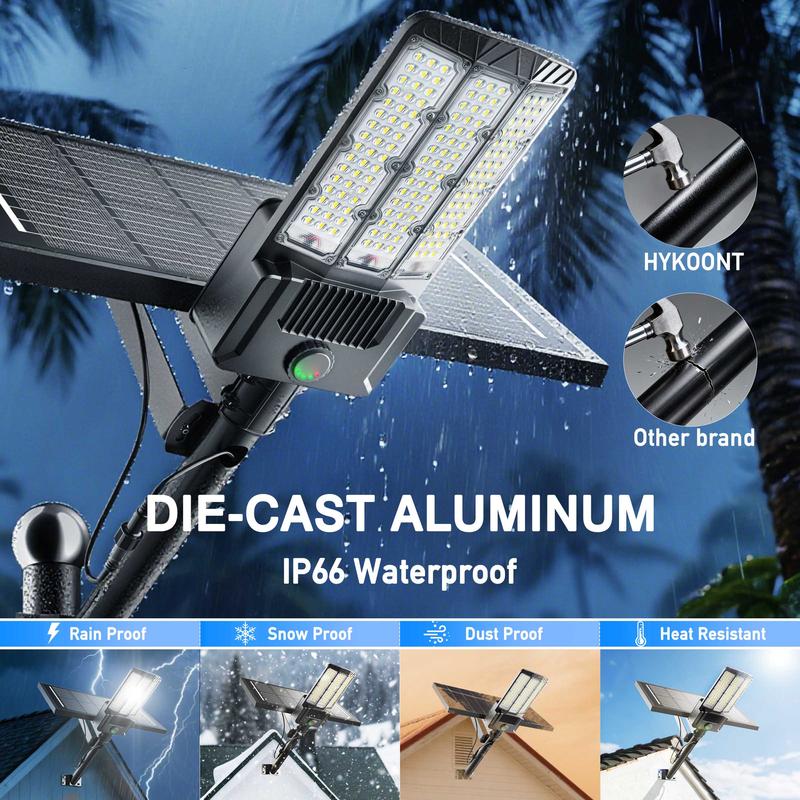 Farolas solares comerciales SZ300 500000Lighting con carcasa de aluminio duradera, diseño dividido con panel mono, encendido automático al anochecer y apagado al amanecer, IP66, resistente al agua, 3 años de garantía. Luz de seguridad solar con se