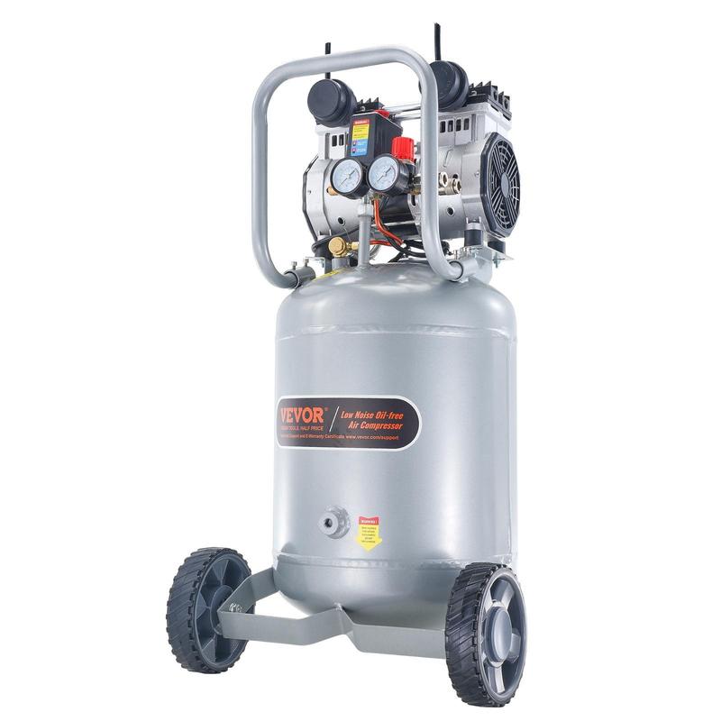 Compresor de aire VEVOR de 13 galones, 2 HP, 4.6 SCFM a 90 PSI, tanque de compresor de aire sin aceite, compresor ultra silencioso de 66 dB para inflado de neumáticos, reparación de automóviles, clavado de madera, pintura en aerosol (presión máxima de 125