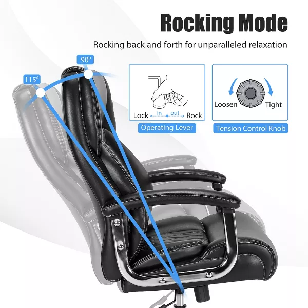 Silla de oficina ajustable de 500 libras, silla de trabajo de cuero ajustable.