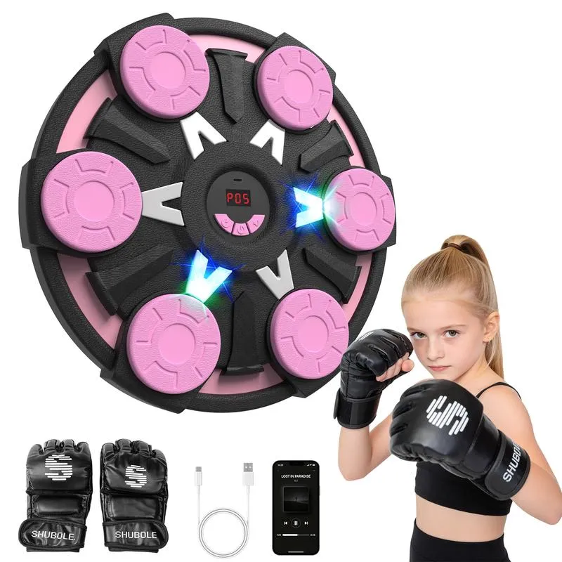Máquina de boxeo musical inteligente de pared para niños (6+) y adultos, juego Bluetooth de 9 velocidades, iluminación, almohadilla de boxeo, guantes, equipo de protección mejorado 2026, equipo de boxeo deportivo y para exteriores.