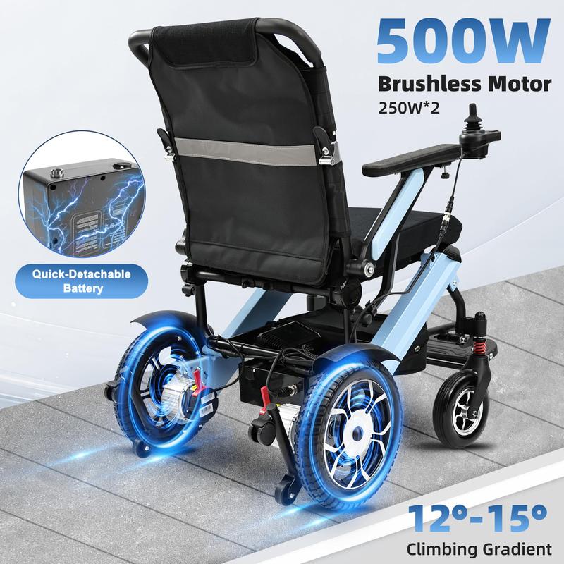 Silla de ruedas eléctrica para adultos, estructura de aluminio plegable y ligera, doble motor de 24 V, batería de litio de larga duración, capacidad de 136 kg (300 lbs).