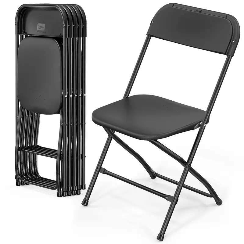 Silla plegable de plástico blanco VINGLI en paquete de 4/6/10, portátil y plegable para uso interior y exterior, con marco de acero y capacidad de 350 lb. para eventos, oficina, bodas, fiestas, picnics, cocina y comedor