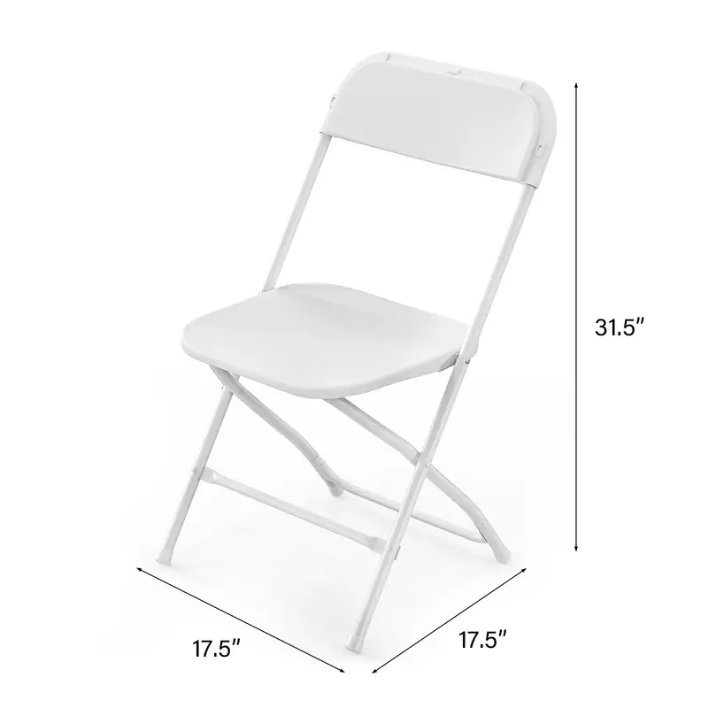 Silla plegable de plástico blanco VINGLI en paquete de 4/6/10, portátil y plegable para uso interior y exterior, con marco de acero y capacidad de 350 lb. para eventos, oficina, bodas, fiestas, picnics, cocina y comedor