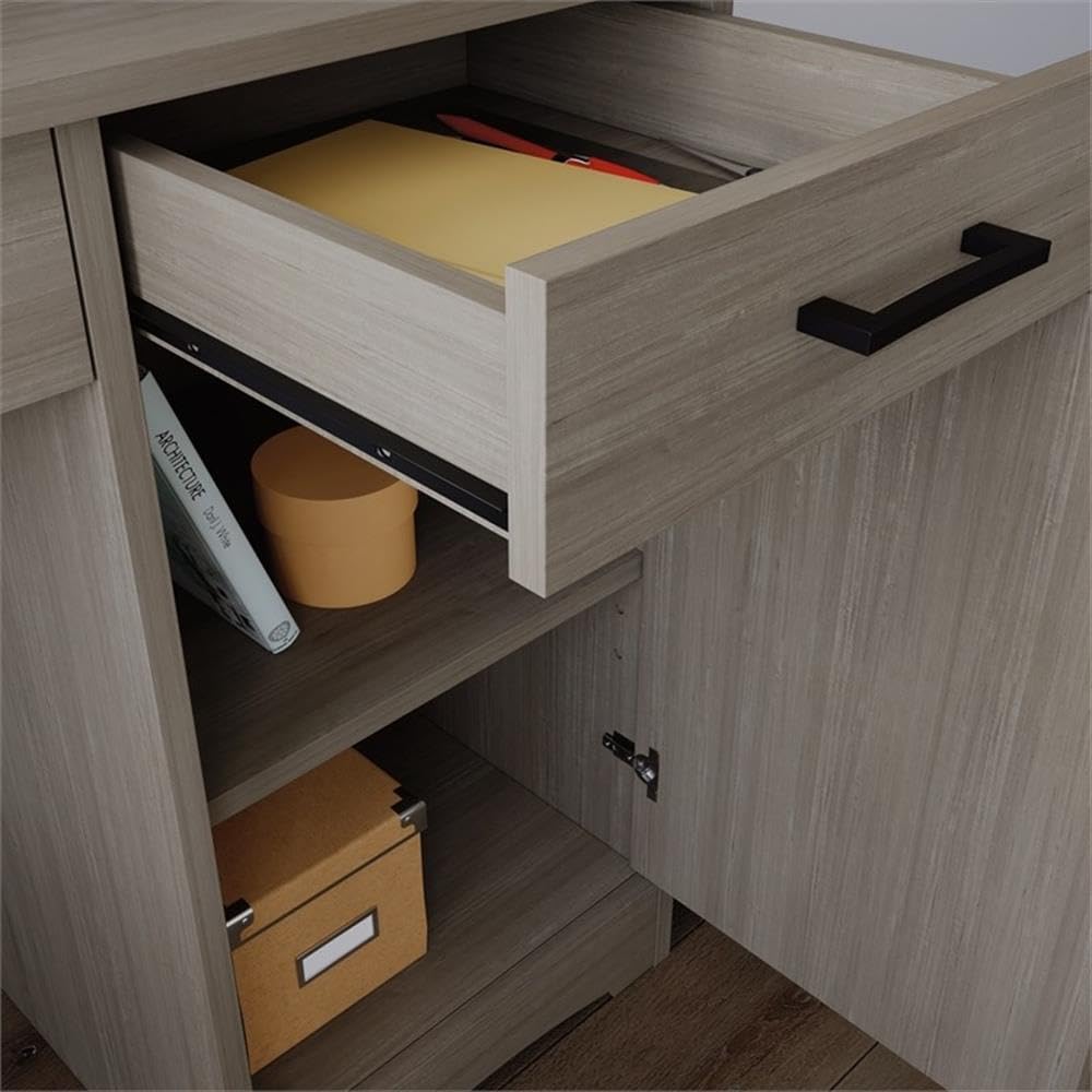 Escritorio/mesa de ordenador, con chapa de madera de paulownia.