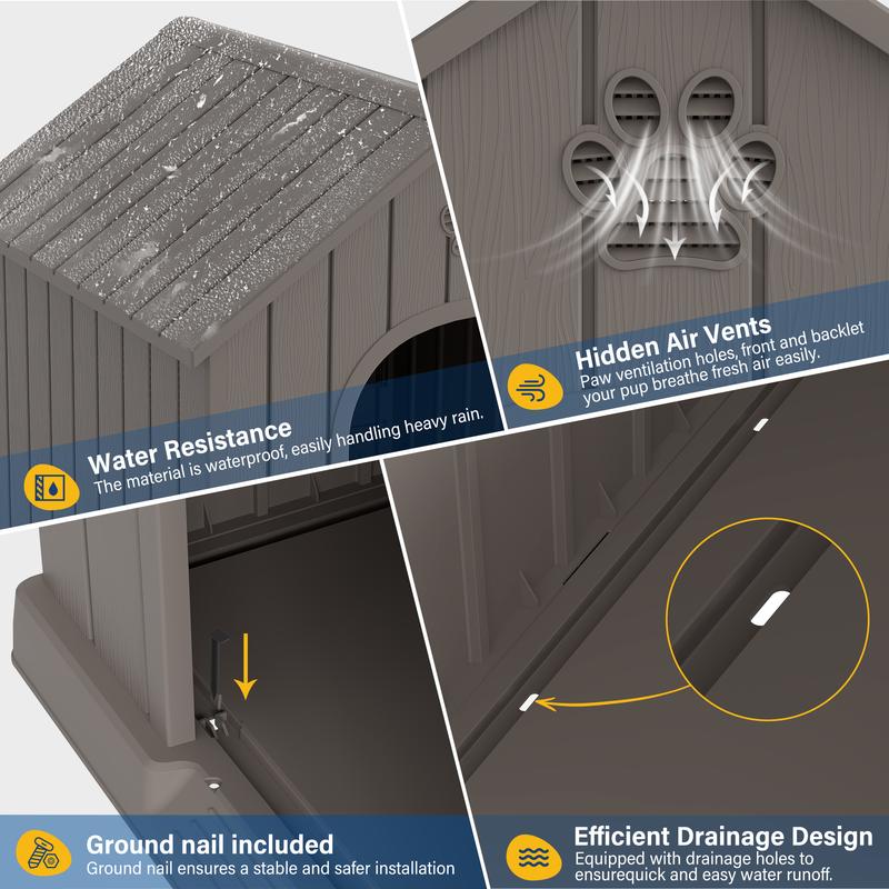 Caseta de plástico resistente e impermeable para perros/ovejas, apta para ovejas pequeñas y grandes, refugio para mascotas de interior y exterior con techo ventilado y suelo elevado, fácil de montar.