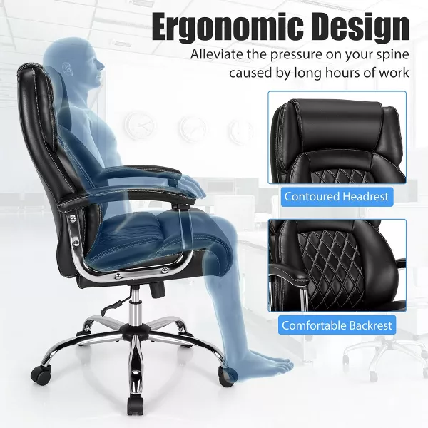 Silla de oficina ajustable de 500 libras, silla de trabajo de cuero ajustable.
