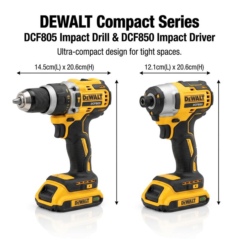 Kit de herramientas inalámbricas DCF805 y DCF850: destornillador inalámbrico, destornillador, nivel láser de líneas cruzadas, broca multifuncional, llave de extensión para construcción, proyectos de bricolaje y mantenimiento.
