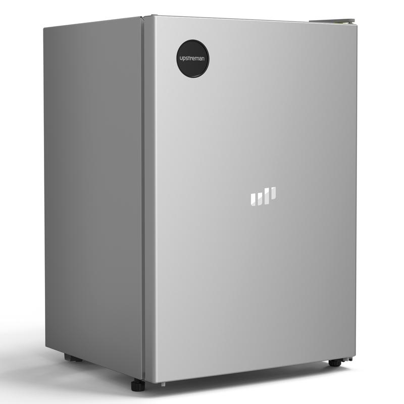 Mini refrigerador compacto Upstreman de 3.2 pies cúbicos, certificado Energy Star, color rosa rubor, de acero inoxidable. Ahorro de energía, refrigerante R-600a, 60 Hz, termostato, puerta reversible, 3 estantes de vidrio, base con almohadilla. Ideal para