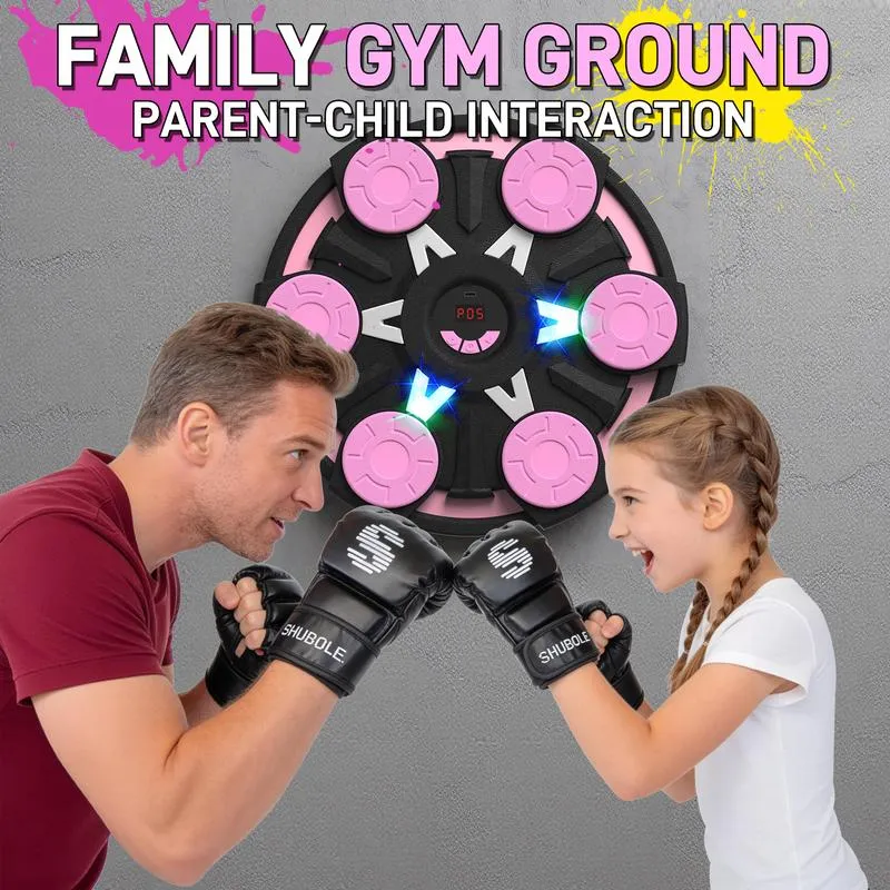 Máquina de boxeo musical inteligente de pared para niños (6+) y adultos, juego Bluetooth de 9 velocidades, iluminación, almohadilla de boxeo, guantes, equipo de protección mejorado 2026, equipo de boxeo deportivo y para exteriores.