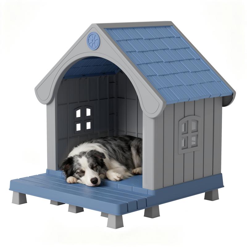 Caseta de plástico resistente e impermeable para perros/ovejas, apta para ovejas pequeñas y grandes, refugio para mascotas de interior y exterior con techo ventilado y suelo elevado, fácil de montar.