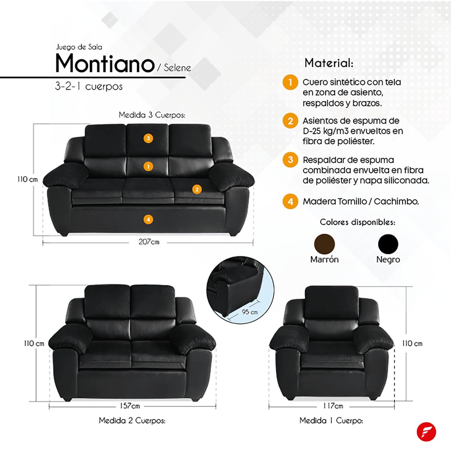 Juego de Sala Montiano 3-2-1 Cuerpos