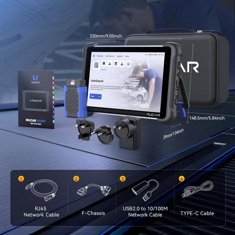 Escáner OBD2 892BT para automoción con IA, actualización gratuita de por vida, escáner OBD2 de sistema completo, codificación de ECU, herramienta de diagnóstico OBD2 bidireccional, 35 servicios, FCA Autoauth, CANFD y DoIP.