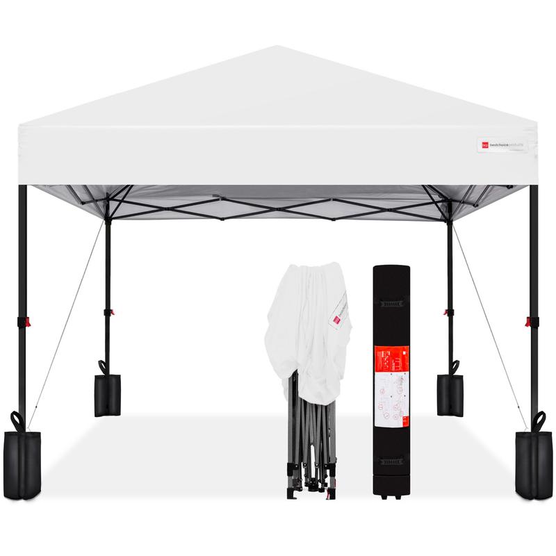 Toldo plegable de fácil montaje de 3x3 metros con instalación mediante un solo botón, estuche con ruedas y 4 bolsas de peso.