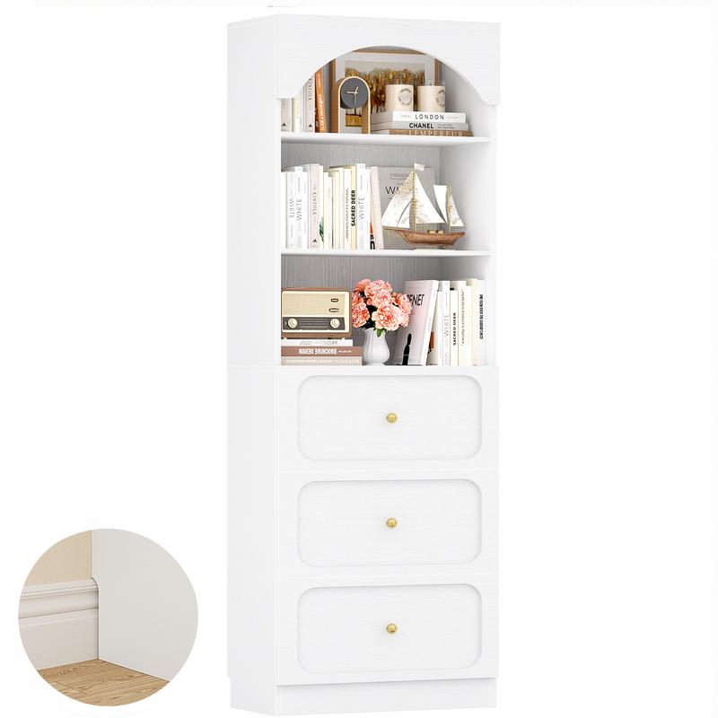 Cyclysio - Organizador de armario alto de madera independiente de 60 cm de ancho, resistente, con 3 compartimentos de almacenamiento y estantes ajustables para armarios y habitaciones pequeñas.