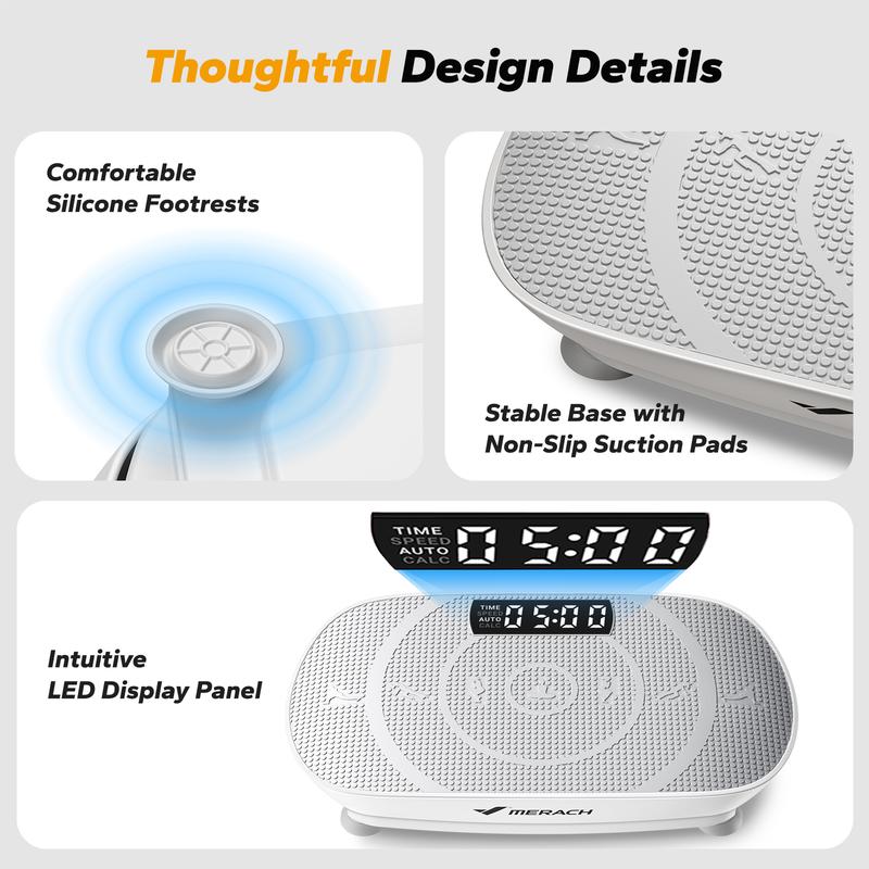 Máquina de ejercicios con plataforma vibratoria Merach Slim, equipo de entrenamiento de cuerpo completo para mujeres, plataforma vibratoria para drenaje linfático, plataforma de fitness vibratoria para gimnasio en casa,