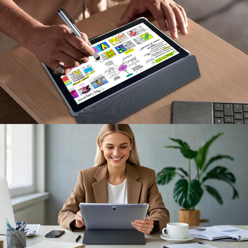 Tableta PYNAREL Android de 15 pulgadas (10,1 pulgadas), dispositivo portátil 2 en 1 con teclado, ratón, funda, lápiz óptico y cámara dual.