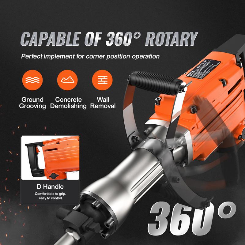 Martillo demoledor VEVOR para hormigón, diversas especificaciones, martillo eléctrico, brocas de cincel para profesionales de aluminio.