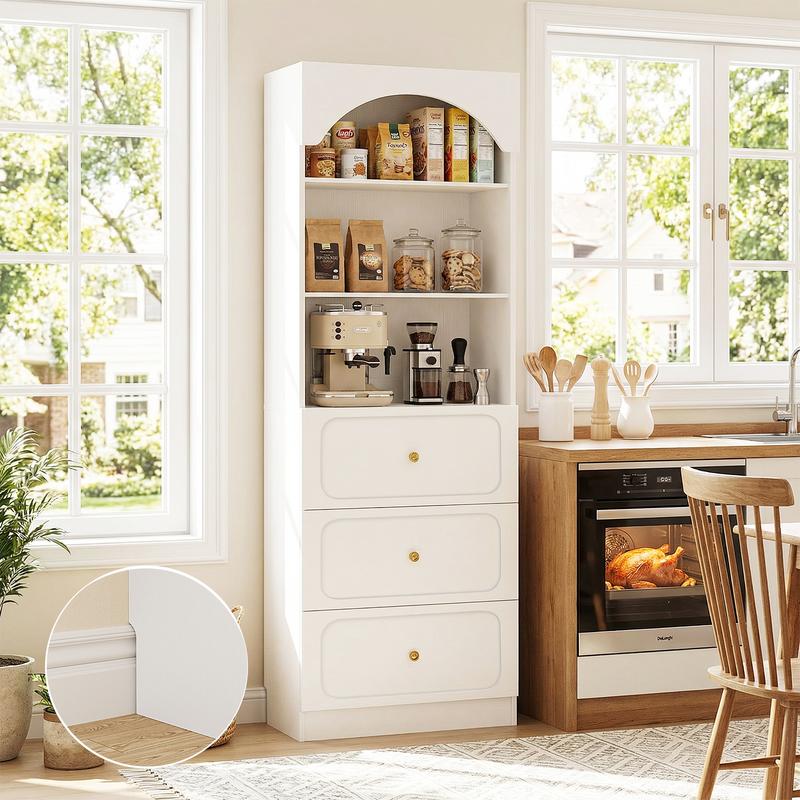 Cyclysio - Organizador de armario alto de madera independiente de 60 cm de ancho, resistente, con 3 compartimentos de almacenamiento y estantes ajustables para armarios y habitaciones pequeñas.