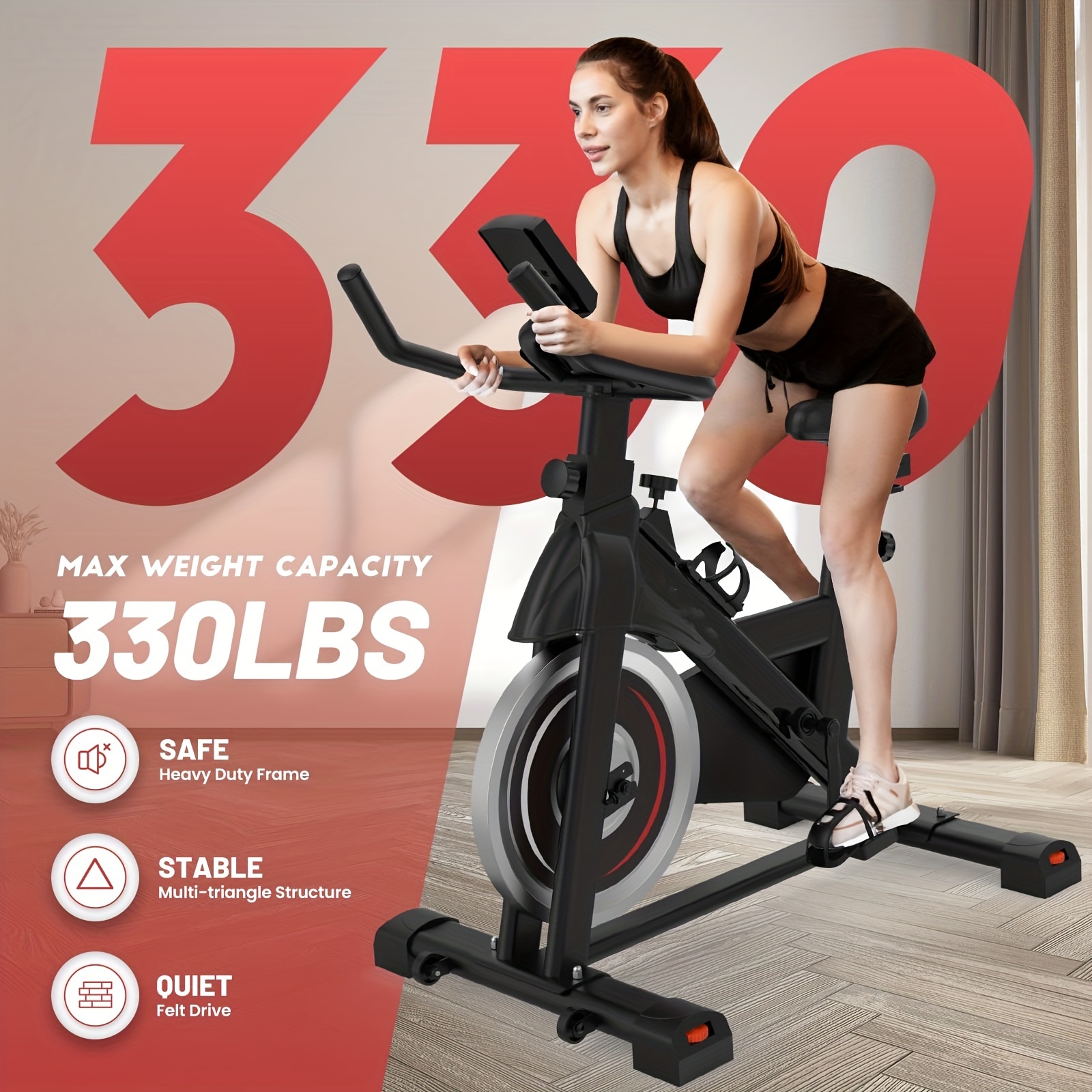 Exercise Bike, Stationary Bikes for Home Indoor Cycling Bike Cycle Bike with Digital Display & Comfortable Seat Cushion help you understand your exercise progress and adjust your exercise plan enjoy exercising and entertainment simultaneously