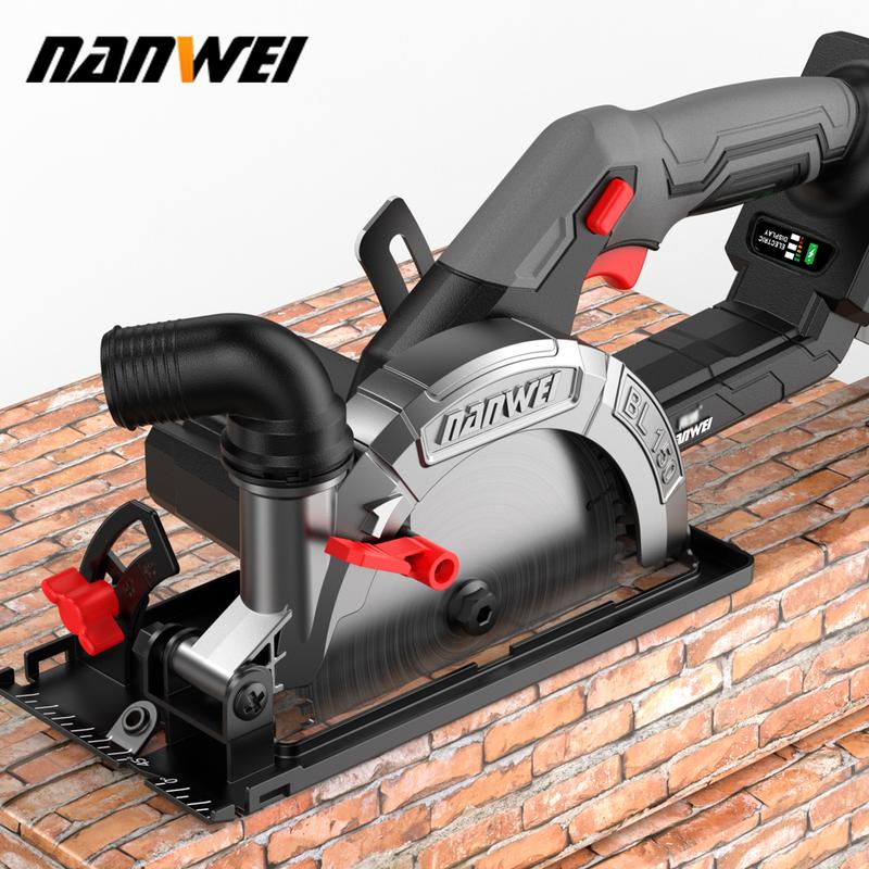 Sierra circular sin escobillas NANWEI de 6 pulgadas, con dos baterías de 4000 mAh (cargador incluido), sierra circular compacta de 6800 RPM, hoja de 150 mm, admite ángulo de corte biselado de 0 a 50 grados, diseño ligero, incluye 3 hojas de sierra, adecua