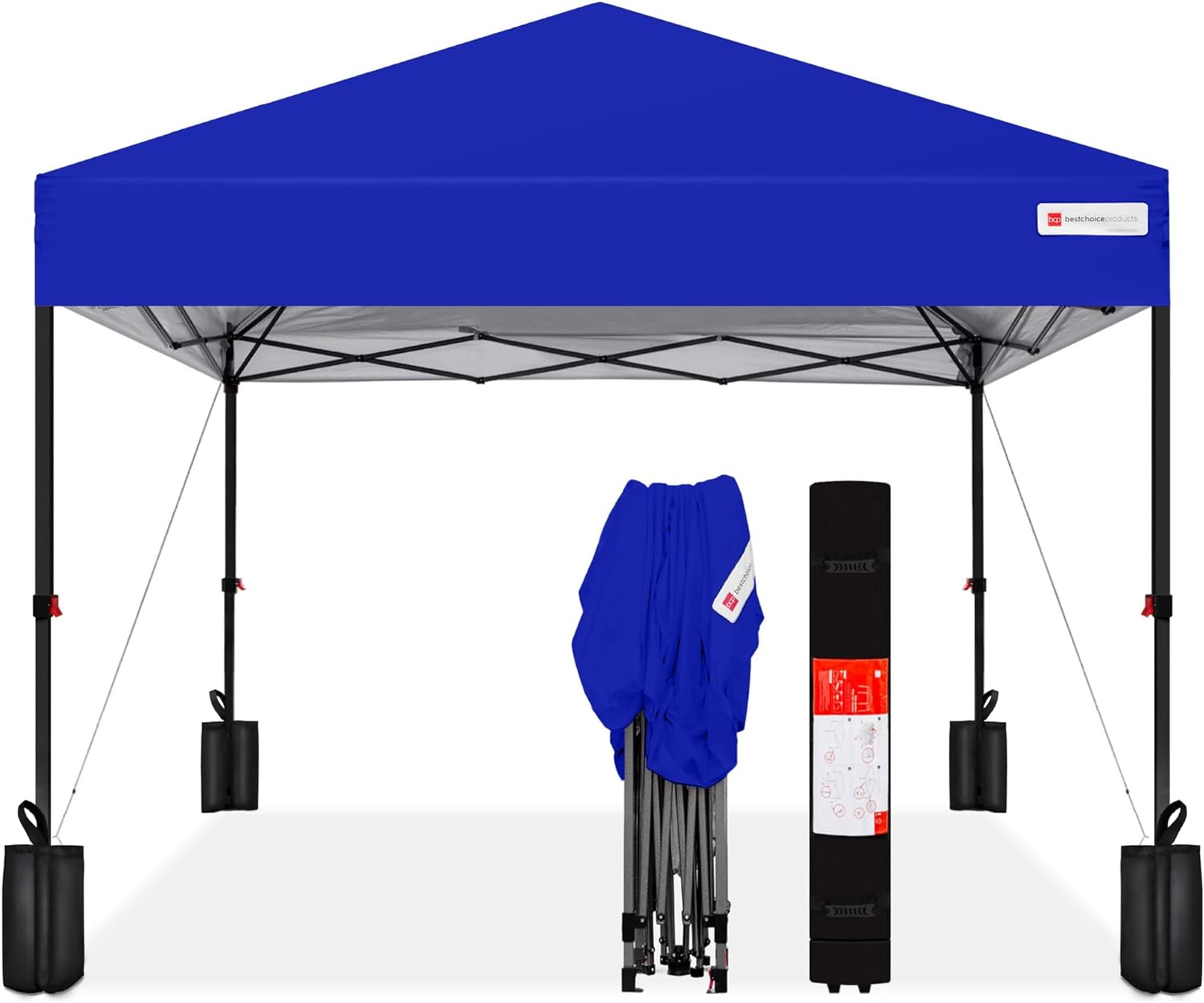 Best Choice Products - Toldo de armado fácil de 1 persona con un botón, tienda portátil e instantánea, funda, 3 x 3 metros, 4 bolsas de peso, color azul