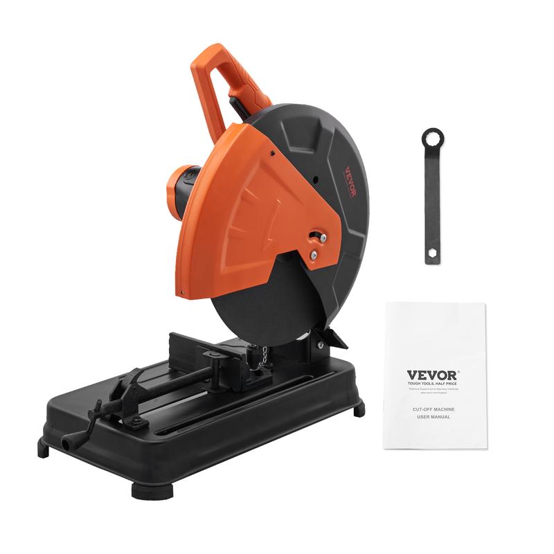 Sierra de corte abrasiva VEVOR, sierra de corte de 14"/355 mm de diámetro de hoja, máquina de corte de acero de 2300 W y 3600 RPM, sierra de inglete de ángulo ajustable de 0 a 45° para cortar metal, sierra de corte para acero/barras de refuerzo/hierro/alu