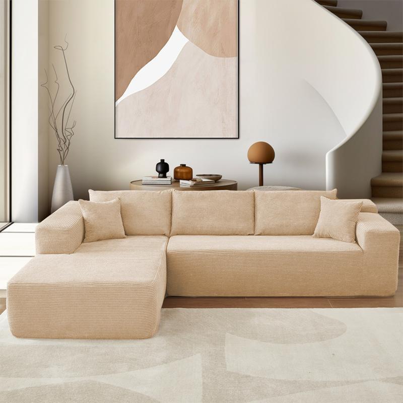 【Dos Paquetes】Soifas 260cm Sofá Modular Sin Brazos de Terciopelo Nube de Felpa con Chaise Longue, Sin Montaje Requerido - Juego de Sofá Esquinero en L con Configuración Flexible 04