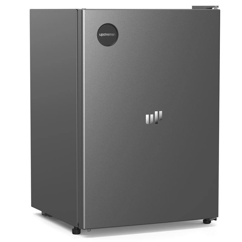 Mini refrigerador compacto Upstreman de 3.2 pies cúbicos, certificado Energy Star, color rosa rubor, de acero inoxidable. Ahorro de energía, refrigerante R-600a, 60 Hz, termostato, puerta reversible, 3 estantes de vidrio, base con almohadilla. Ideal para