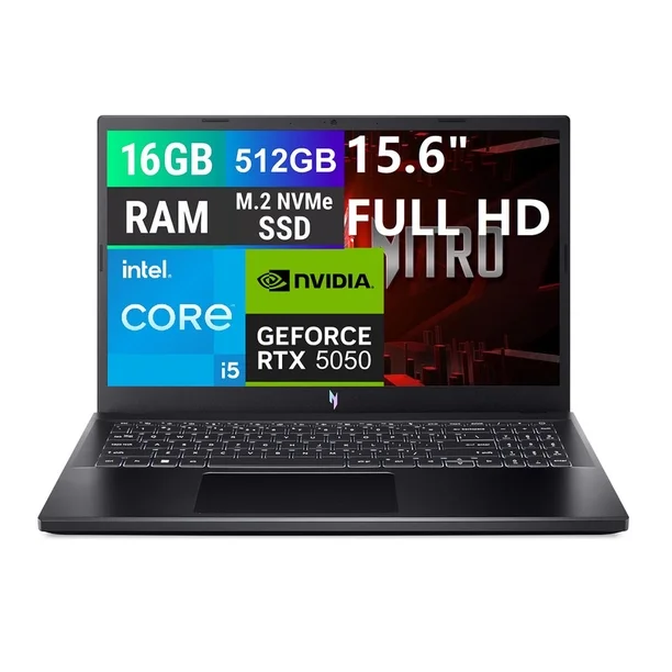 Laptop Gamer Acer Nitro Intel Core i5 13th 16GB RAM 512GB SSD Nvidia GeForce RTX5050